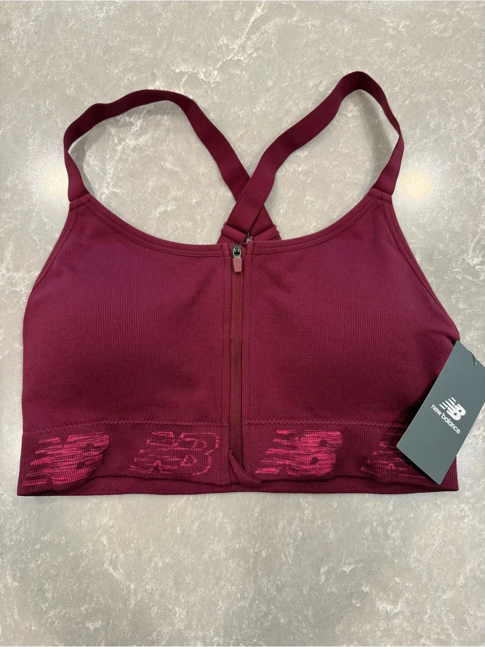 New Balance Red Velvet Zip Front Sports Bra XL NWT